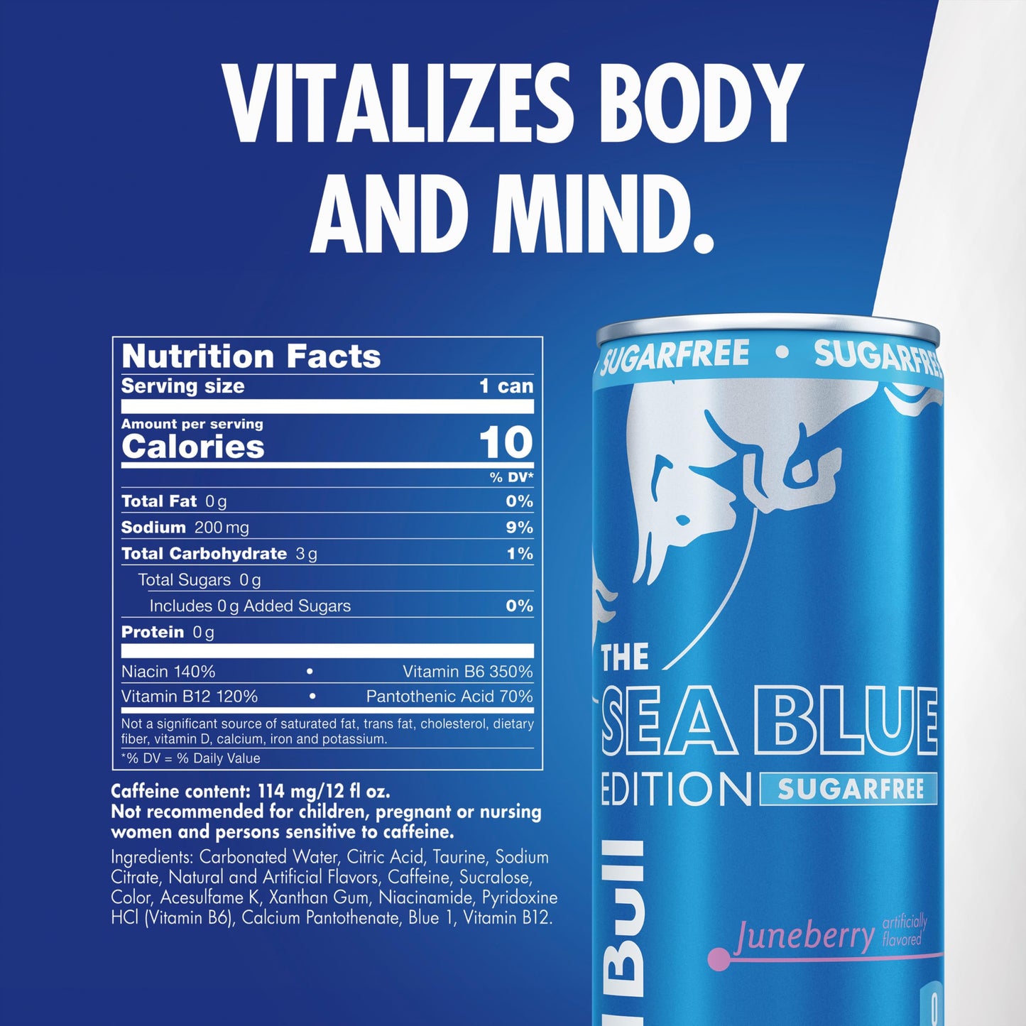 Red Bull Sea Blue Edition (Juneberry) Sugar Free Energy Drink, 12 Fl Oz Can (Pack of 24)