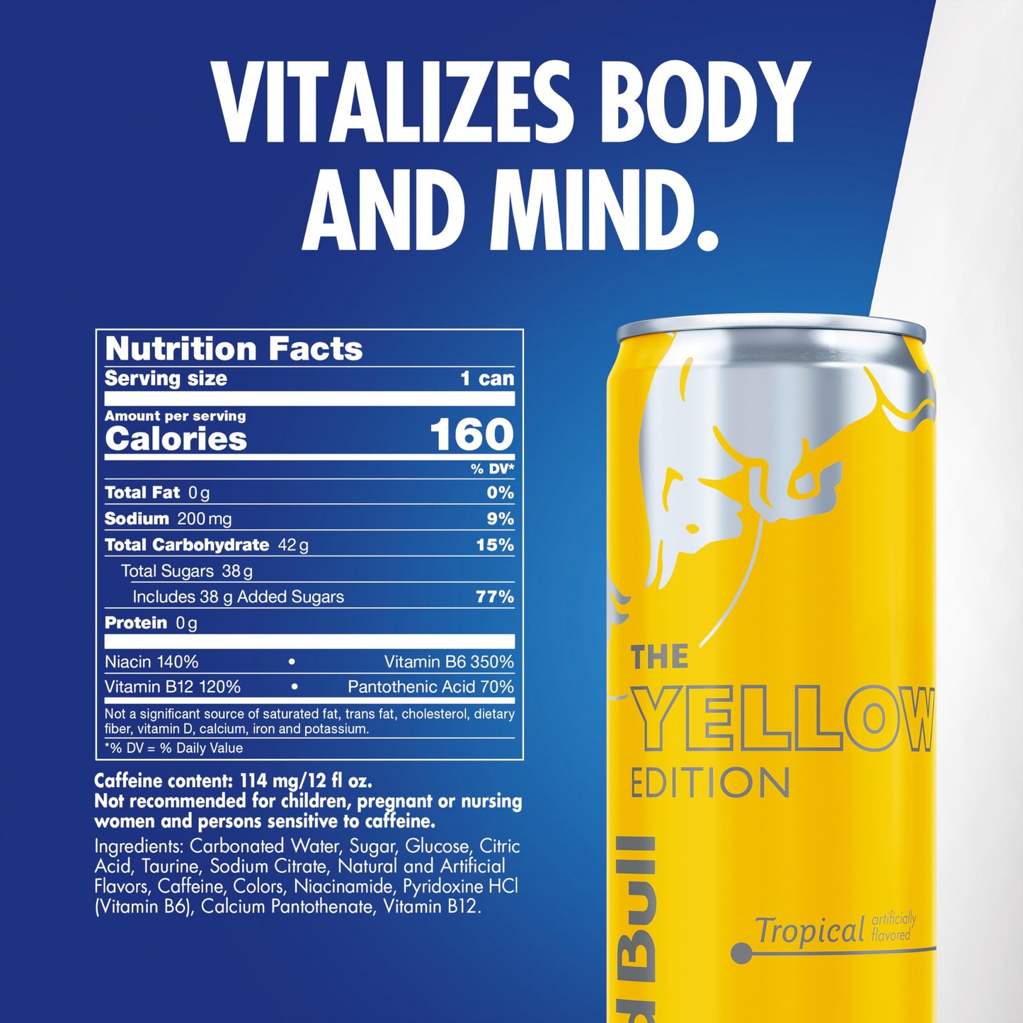 Red Bull Energy Drink, Tropical Yellow Edition, 12 Fl Oz (Pack of 24)
