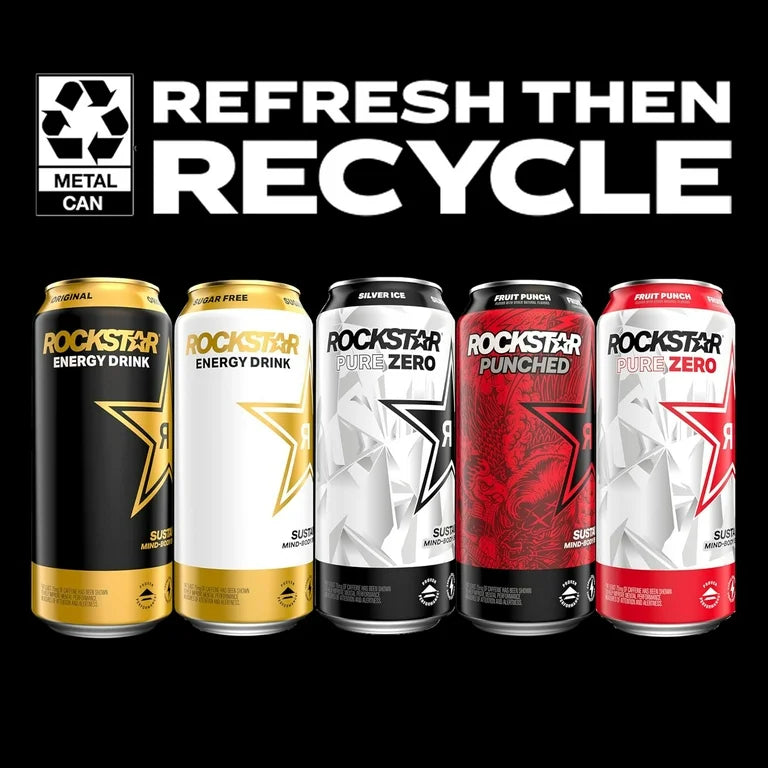Rockstar Energy Drink, Punched, 16 Fl Oz Can (Pack of 12)