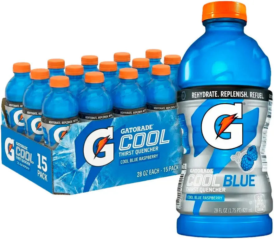 Gatorade Sports Hydration Drink, Cool Blue, 28 Fl Oz Bottle (Pack of 15)