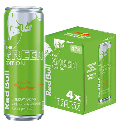 Red Bull Energy Drink, Green Edition (Curuba Elderflower), 12 Fl Oz Can, (Pack of 24)