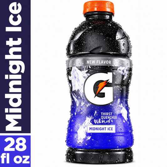 Gatorade, Sports Hydration Beverage, Midnight Ice, 28 Fl Oz (Pack of 15)