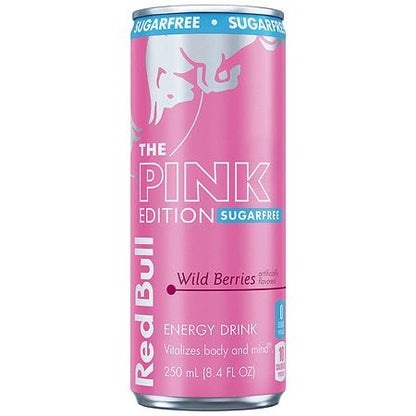 Red Bull Pink Edition Sugar Free (Wild Berries) energy drink 8.4 fl oz can, 24 Pack