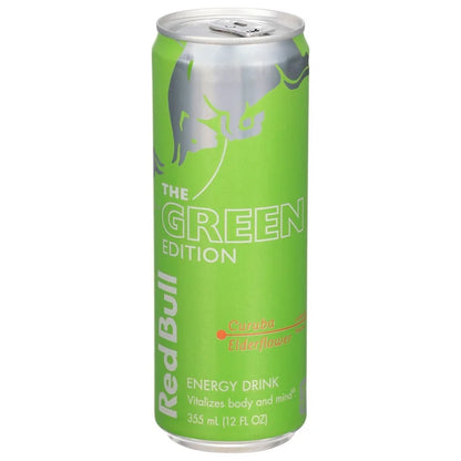 Red Bull Energy Drink, Green Edition (Curuba Elderflower), 12 Fl Oz Can, (Pack of 24)