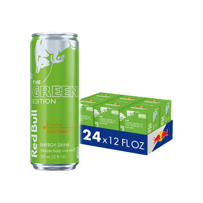Red Bull Energy Drink, Green Edition (Curuba Elderflower), 12 Fl Oz Can, (Pack of 24)