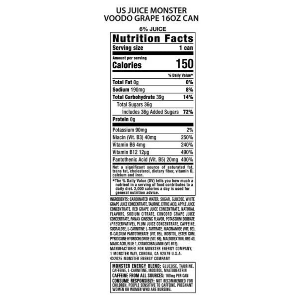 Monster Energy Drink, VooDoo Juiced, 16 Fl Oz (Pack of 24)