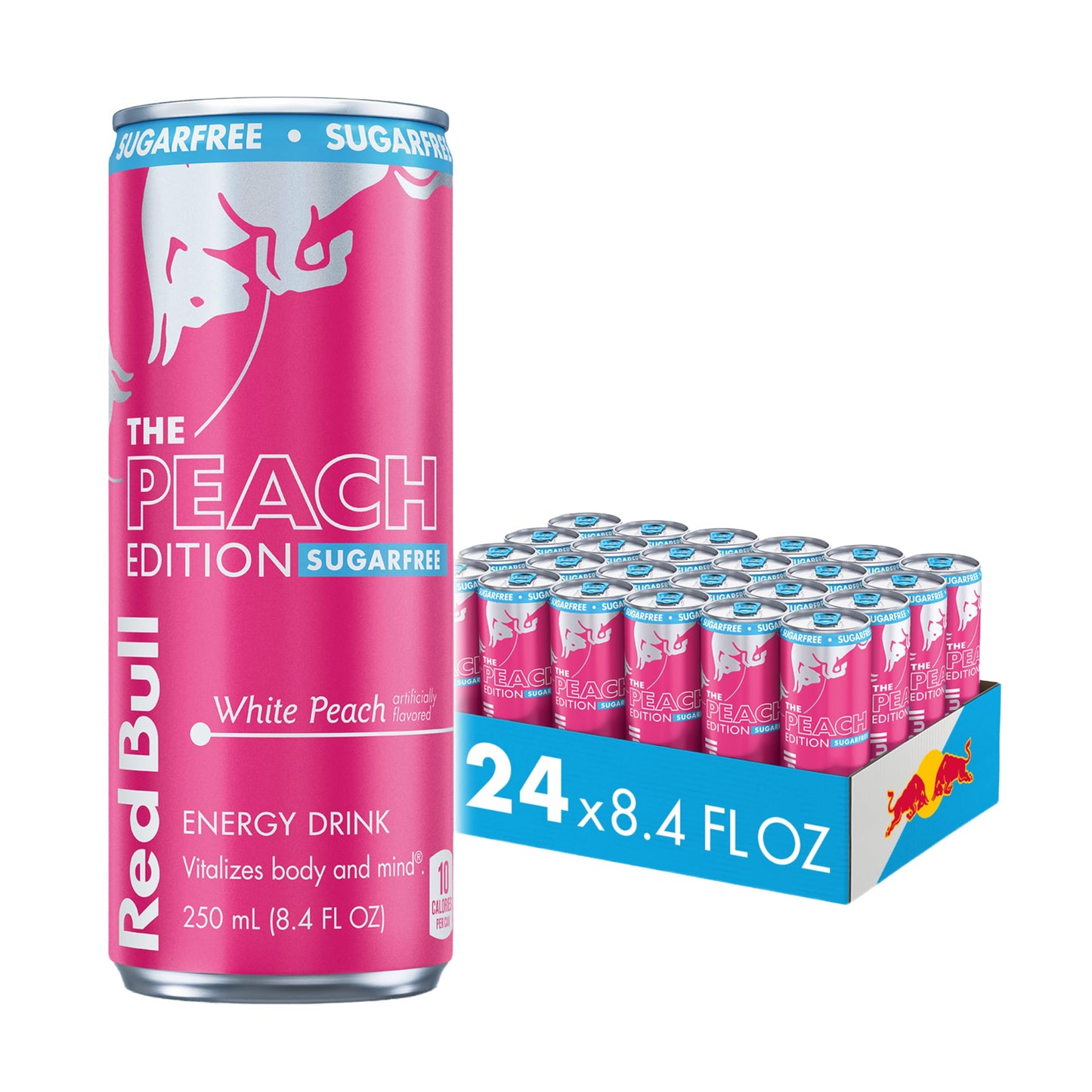 Red Bull Peach Edition (White Peach) Sugar Free Energy Drink, 8.4 Fl Oz Can (Pack of 24)