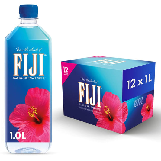 FIJI Natural Artesian Bottled Water, 1L (33.8 Fl Oz) (Pack of 12)