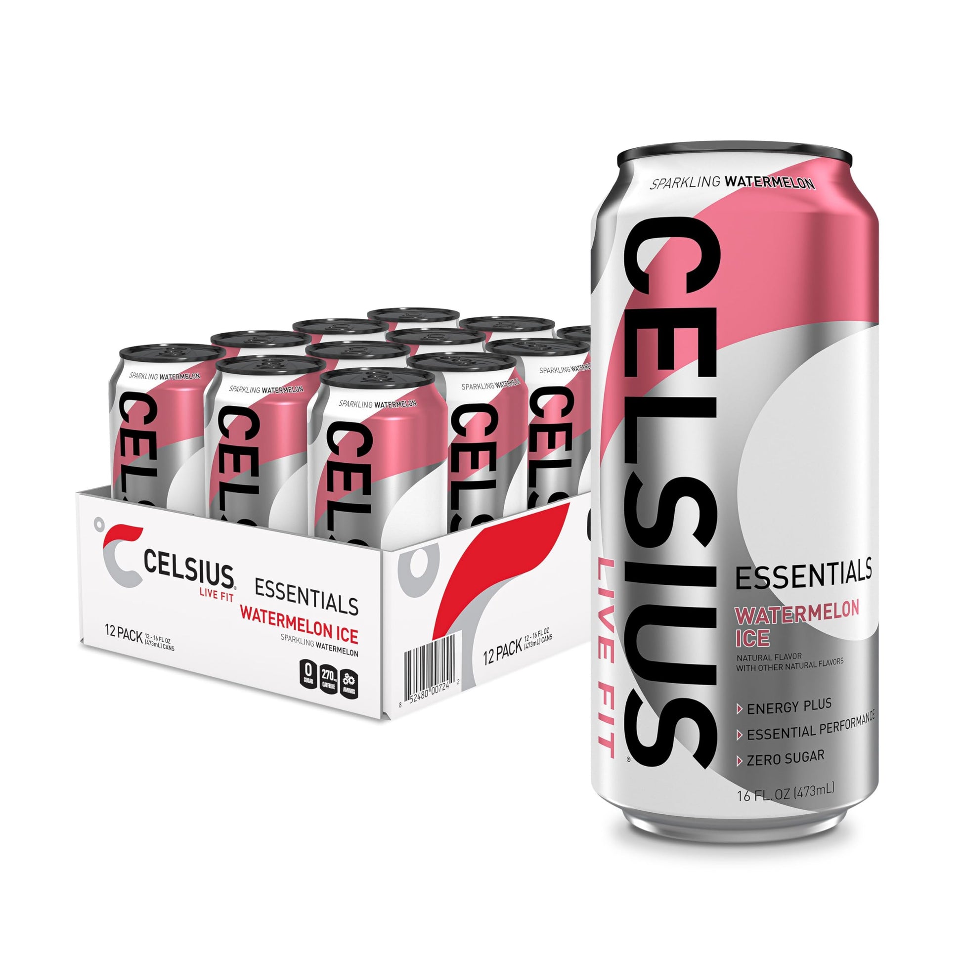 CELSIUS ESSENTIALS™ Sparkling Blue Crush, Sugar Free Performance Energy Drink, 16 Fl Oz (Pack of 12)