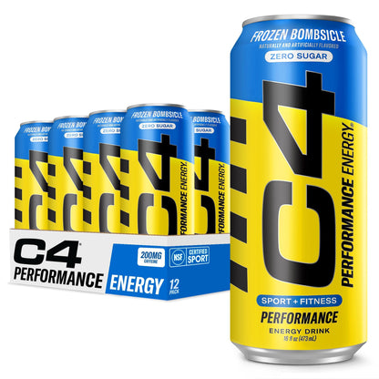 Cellucor C4 Performance Energy Drink | Strawberry Blast | Zero Sugar Carbonated Preworkout Energy | 200mg Caffeine with Beta Alanine | 16 Fl Oz (12 Pack)