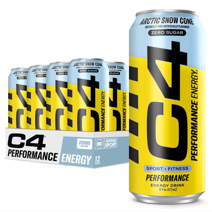 Cellucor C4 Performance Energy Drink | Strawberry Blast | Zero Sugar Carbonated Preworkout Energy | 200mg Caffeine with Beta Alanine | 16 Fl Oz (12 Pack)