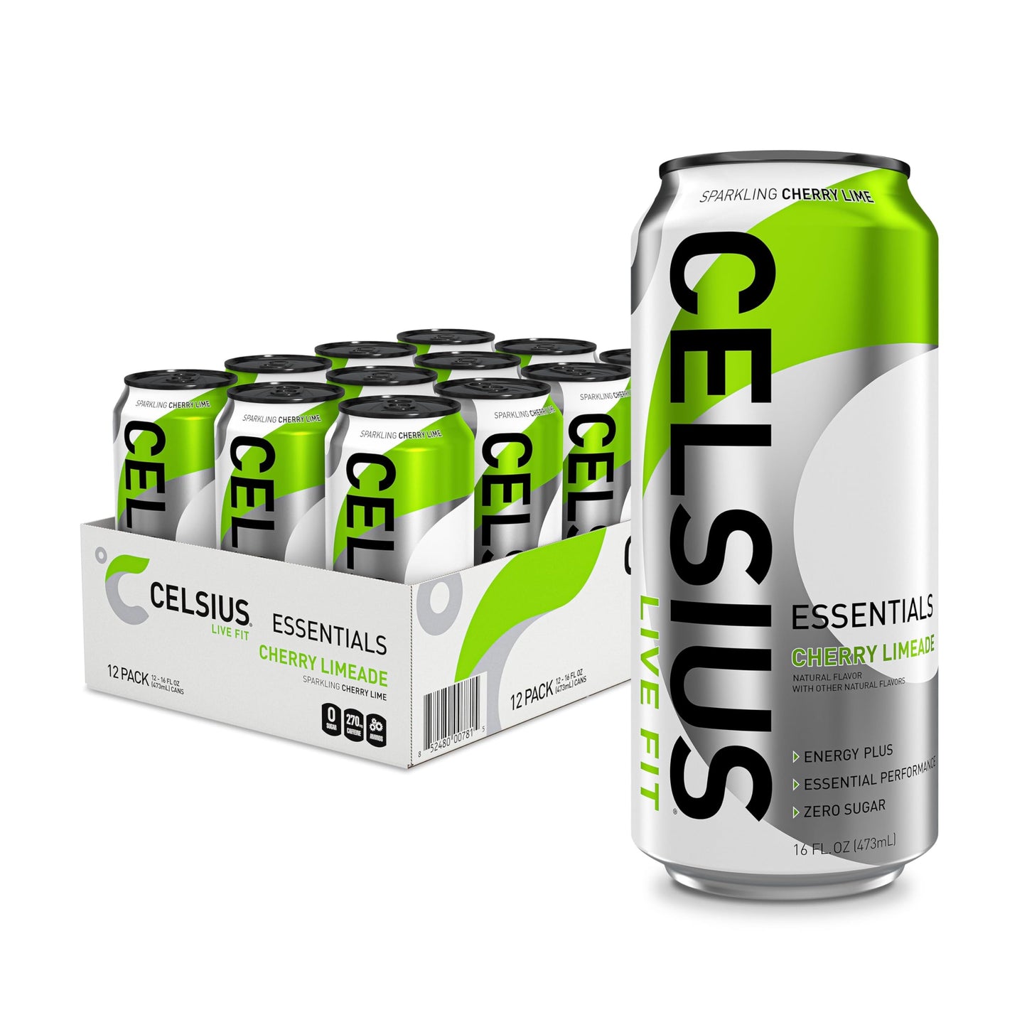 CELSIUS ESSENTIALS™ Sparkling Blue Crush, Sugar Free Performance Energy Drink, 16 Fl Oz (Pack of 12)