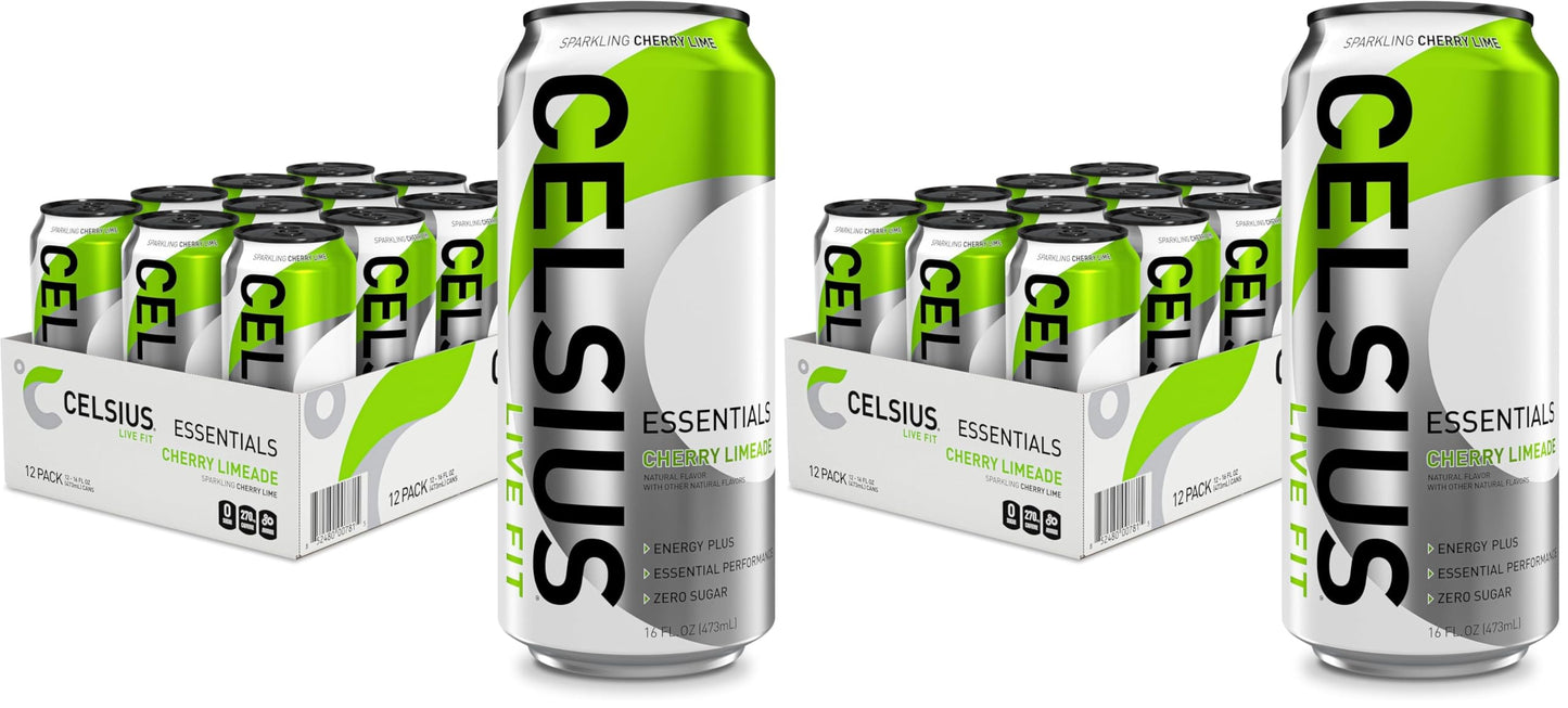 CELSIUS ESSENTIALS™ Sparkling Dragonberry, Sugar Free Performance Energy Drink, 16 Fl Oz (Pack of 12)