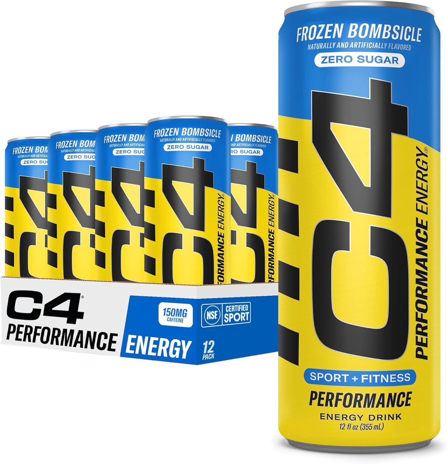 Cellucor C4 Performance Energy Drink | Strawberry Blast | Zero Sugar Carbonated Preworkout Energy | 200mg Caffeine with Beta Alanine | 16 Fl Oz (12 Pack)