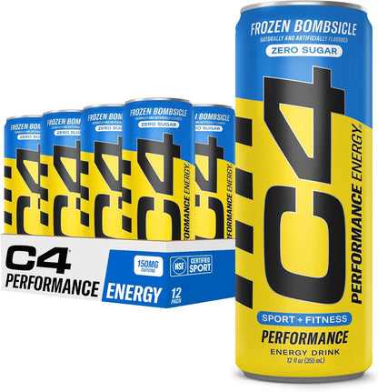 Cellucor C4 Performance Energy Drink | Strawberry Blast | Zero Sugar Carbonated Preworkout Energy | 200mg Caffeine with Beta Alanine | 16 Fl Oz (12 Pack)