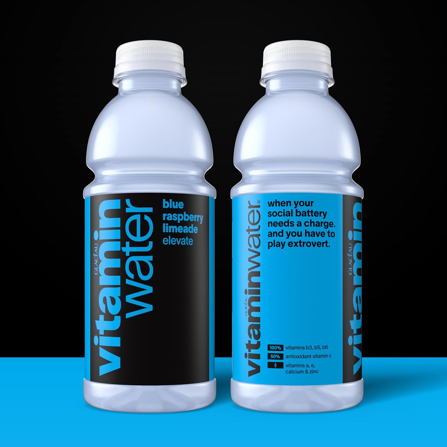 vitaminwater Blue Raspberry Limeade Elevate Nutrient Enhanced Water Beverage 20 oz. 12 pack