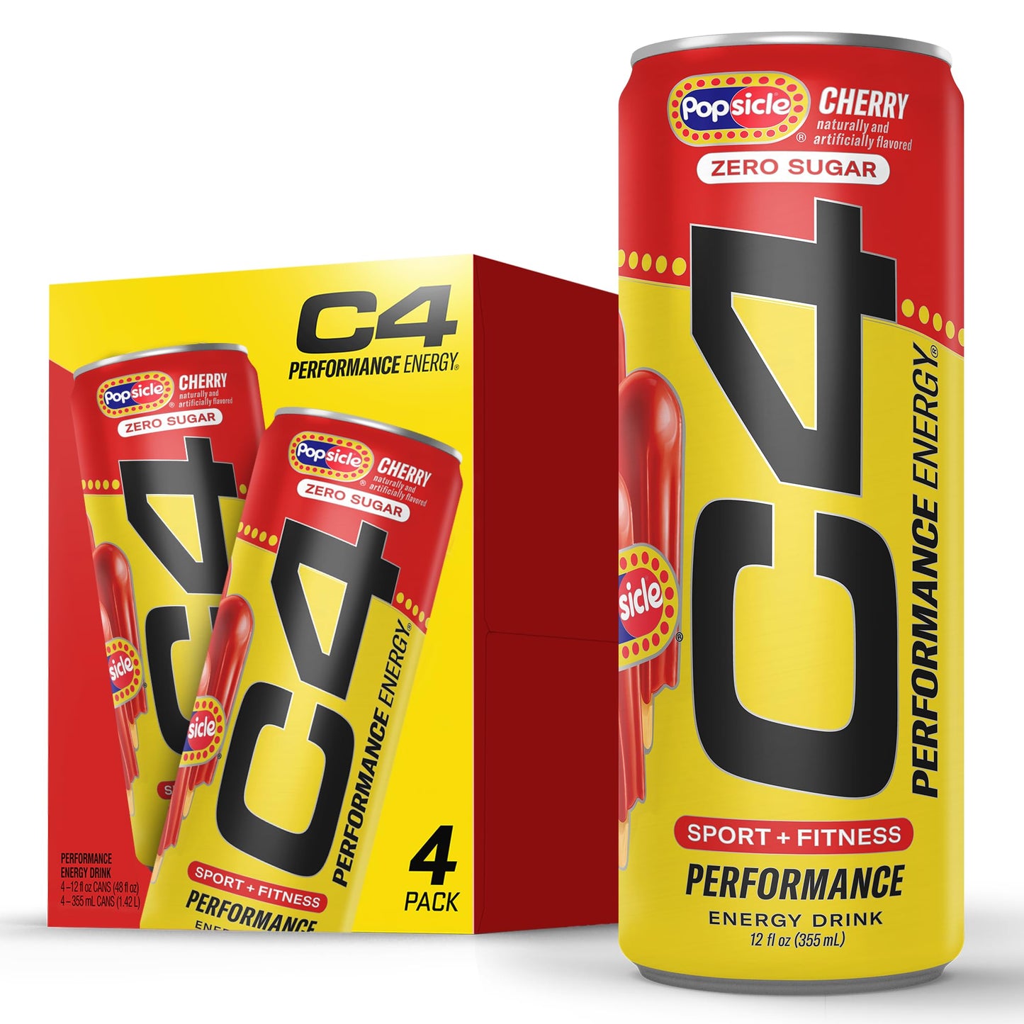 Cellucor C4 Performance Energy Drink | Strawberry Blast | Zero Sugar Carbonated Preworkout Energy | 200mg Caffeine with Beta Alanine | 16 Fl Oz (12 Pack)