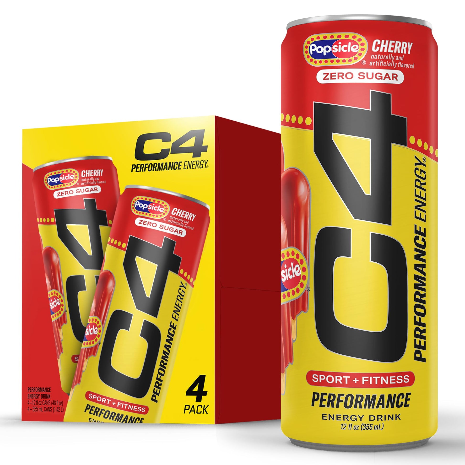 Cellucor C4 Performance Energy Drink | Strawberry Blast | Zero Sugar Carbonated Preworkout Energy | 200mg Caffeine with Beta Alanine | 16 Fl Oz (12 Pack)