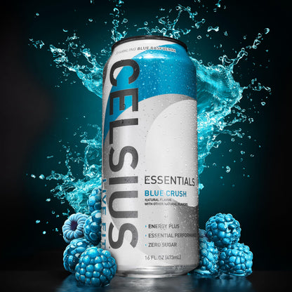 CELSIUS ESSENTIALS™ Sparkling Blue Crush, Sugar Free Energy Drink, 16 Fl Oz (Pack of 12)