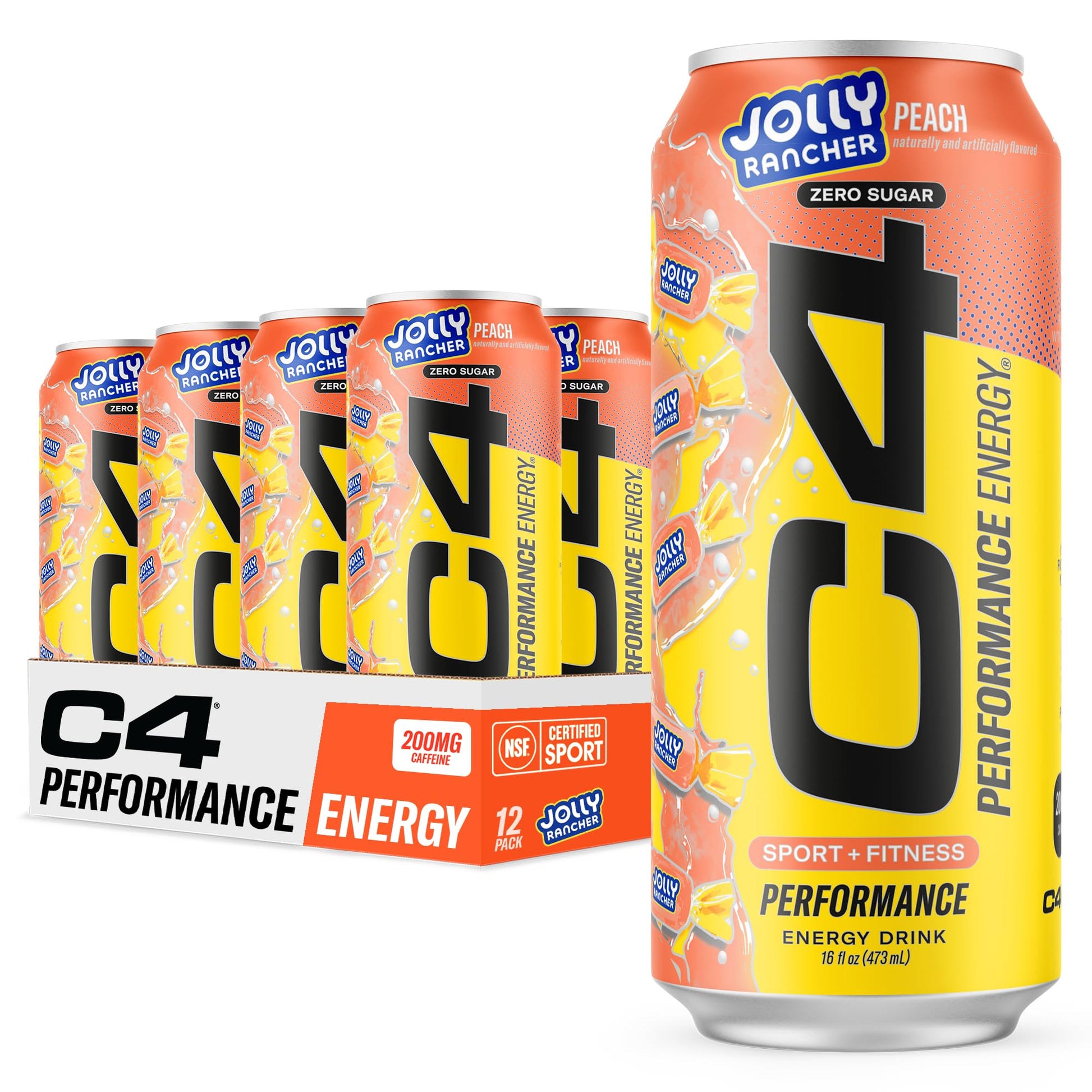Cellucor C4 Performance Energy Drink | Strawberry Blast | Zero Sugar Carbonated Preworkout Energy | 200mg Caffeine with Beta Alanine | 16 Fl Oz (12 Pack)
