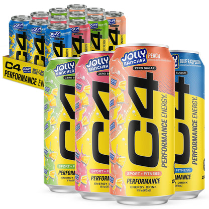 Cellucor C4 Performance Energy Drink | Strawberry Blast | Zero Sugar Carbonated Preworkout Energy | 200mg Caffeine with Beta Alanine | 16 Fl Oz (12 Pack)
