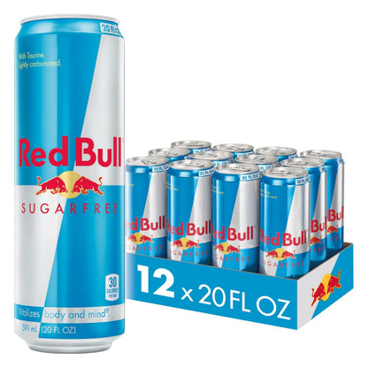 Red Bull Sugar Free Energy Drink with 151mg Caffeine plus Taurine & B Vitamins, 16 Fl Oz, Pack of 12 Cans