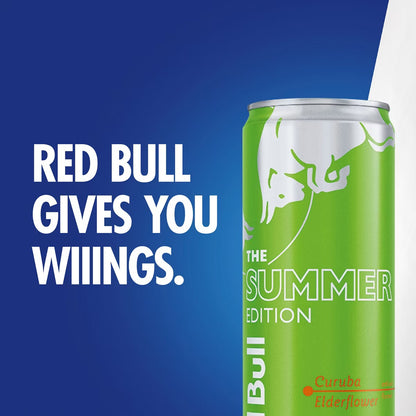 Red Bull Energy Drink, Green Edition (Curuba Elderflower), 12 Fl Oz Can, (Pack of 24)