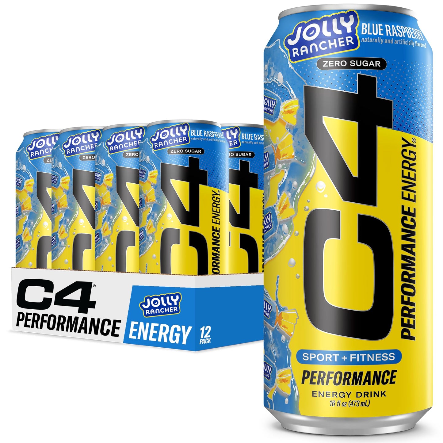 Cellucor C4 Performance Energy Drink | Strawberry Blast | Zero Sugar Carbonated Preworkout Energy | 200mg Caffeine with Beta Alanine | 16 Fl Oz (12 Pack)