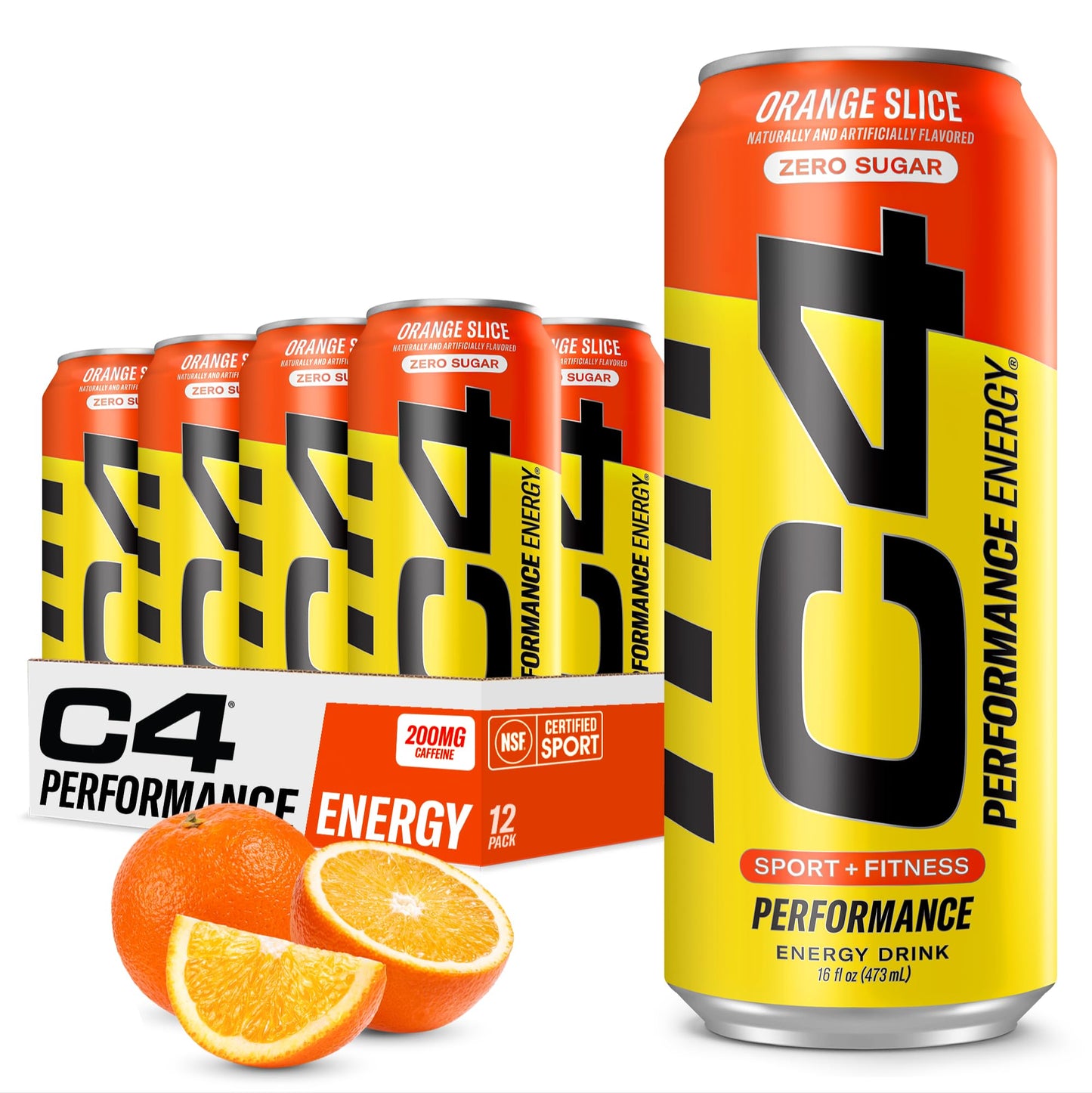 Cellucor C4 Performance Energy Drink | Strawberry Blast | Zero Sugar Carbonated Preworkout Energy | 200mg Caffeine with Beta Alanine | 16 Fl Oz (12 Pack)