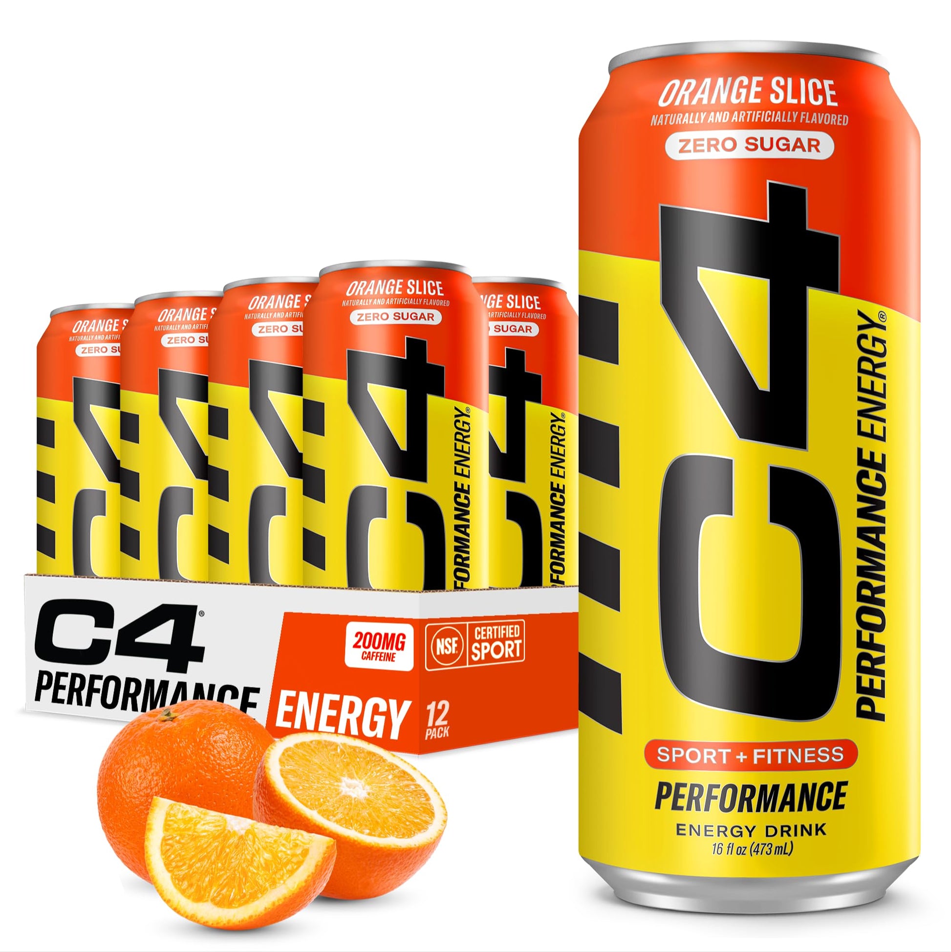 Cellucor C4 Performance Energy Drink | Strawberry Blast | Zero Sugar Carbonated Preworkout Energy | 200mg Caffeine with Beta Alanine | 16 Fl Oz (12 Pack)
