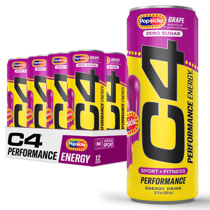 Cellucor C4 Performance Energy Drink | Strawberry Blast | Zero Sugar Carbonated Preworkout Energy | 200mg Caffeine with Beta Alanine | 16 Fl Oz (12 Pack)
