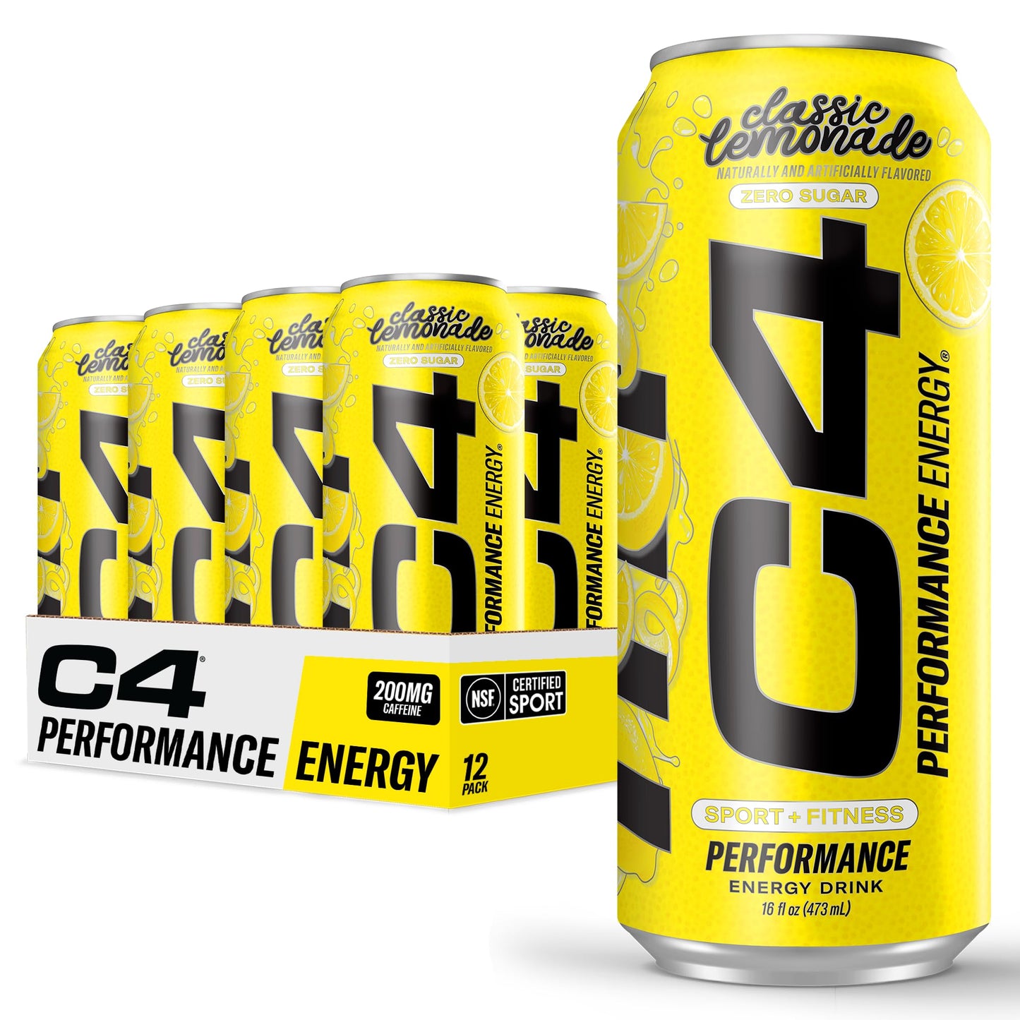 Cellucor C4 Performance Energy Drink | Strawberry Blast | Zero Sugar Carbonated Preworkout Energy | 200mg Caffeine with Beta Alanine | 16 Fl Oz (12 Pack)