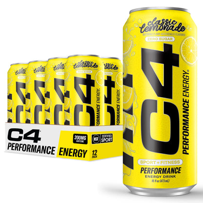 Cellucor C4 Performance Energy Drink | Strawberry Blast | Zero Sugar Carbonated Preworkout Energy | 200mg Caffeine with Beta Alanine | 16 Fl Oz (12 Pack)