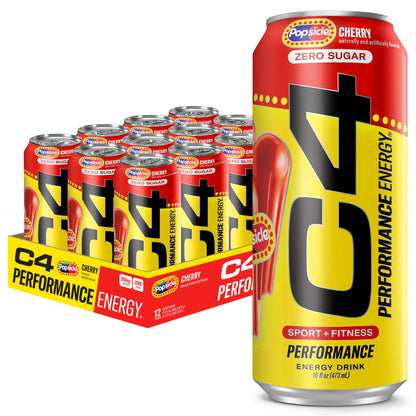 Cellucor C4 Performance Energy Drink | Strawberry Blast | Zero Sugar Carbonated Preworkout Energy | 200mg Caffeine with Beta Alanine | 16 Fl Oz (12 Pack)
