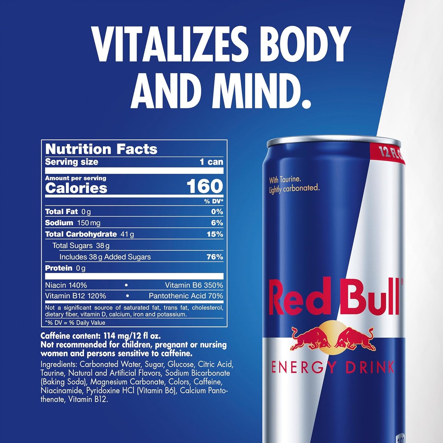 Red Bull Energy Drink with 114mg Caffeine plus Taurine & B Vitamins, 12 Fl Oz, Pack of 24 Cans