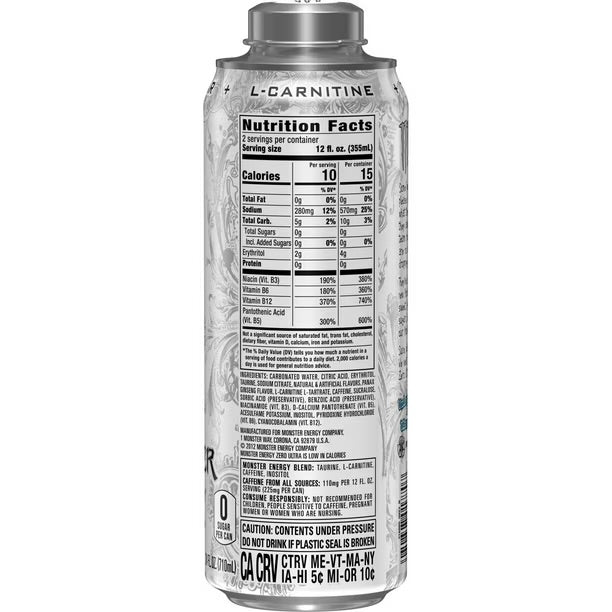 Monster Zero Ultra Megacan Energy Drink, 24 Fl Oz Can (Pack of 12)