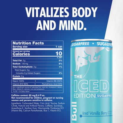 Red Bull Iced Edition (Iced Vanilla Berry) Sugar Free Energy Drink, 8.4 Fl Oz Can (Pack of 24)