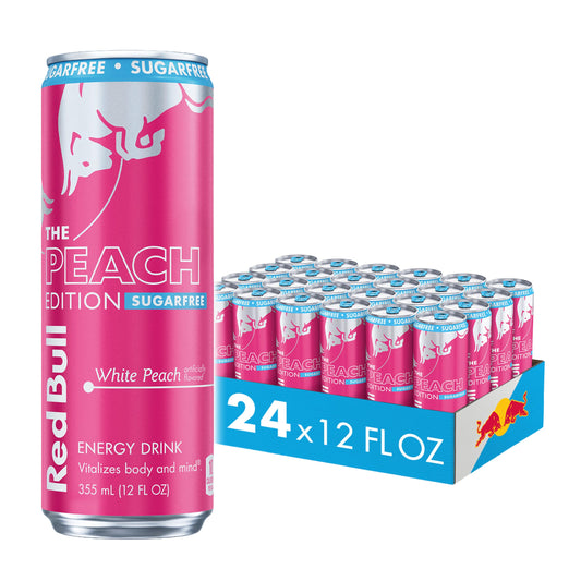Red Bull Peach Edition (White Peach) Sugar Free Energy Drink, 12 Fl Oz Cans (Pack of 24)