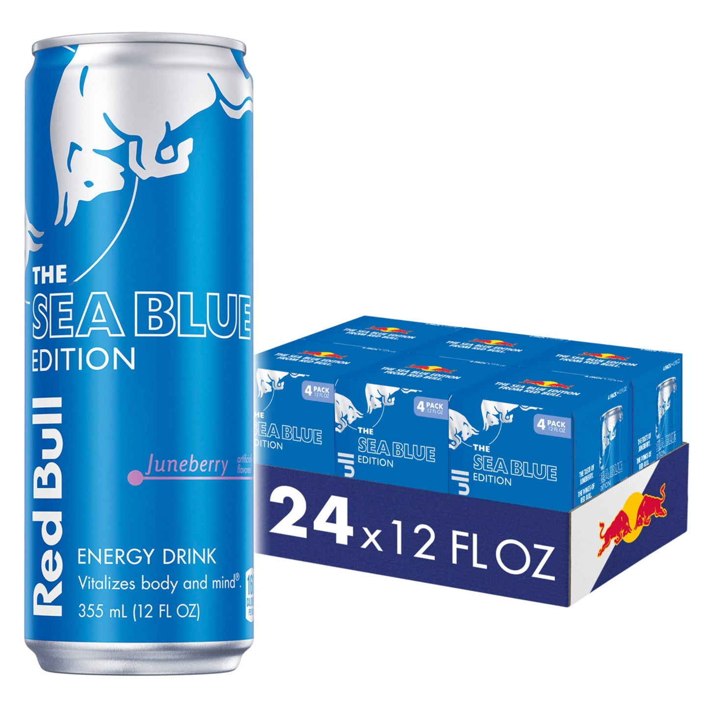 Red Bull Energy Drink, Sea Blue Edition (Juneberry), 12 Fl Oz (Pack of 24)
