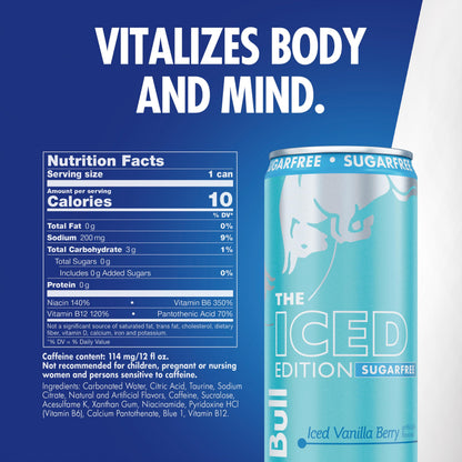 Red Bull Iced Edition (Iced Vanilla Berry) Sugar Free Energy Drink, 8.4 Fl Oz Can (Pack of 24)