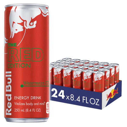 Red Bull Red Edition (Watermelon) Energy Drink, 8.4 Fl Oz Can (Pack of 24)