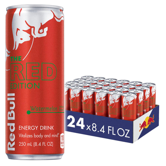 Red Bull Red Edition (Watermelon) Energy Drink, 8.4 Fl Oz Can (Pack of 24)